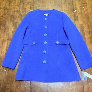 Pendleton Merino Wool Jacket Womens Medium Blue 5th Avenue Button Front NWT